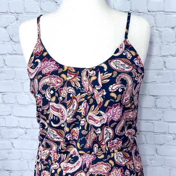 👗|•NAIF•| Navy Paisley Elastic Waist Maxi Dress Size Large - Picture 3 of 13